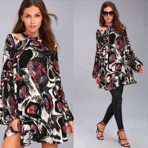 Free People Mini Dress Tunic Drift Way Cold Shoulder EUC Size M